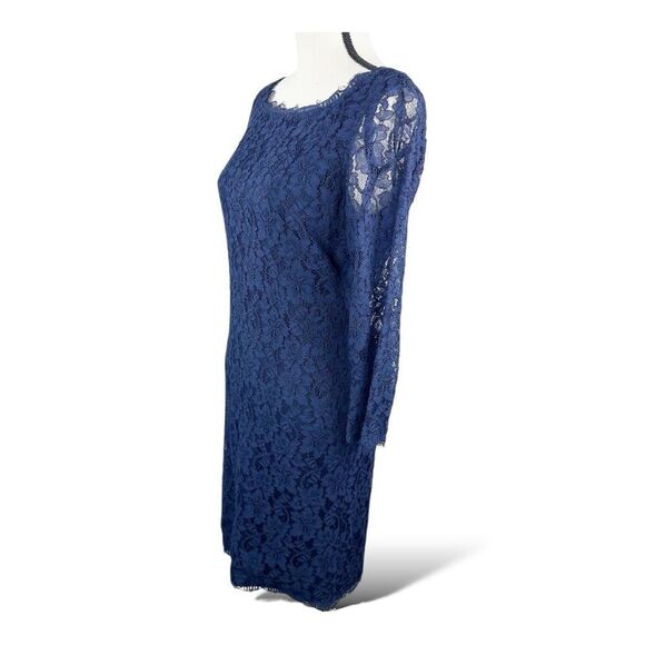 Diane Von Furstenberg Zarita Lace Mini Dress in Navy‎ Blue Size 10 - Picture 2 of 14